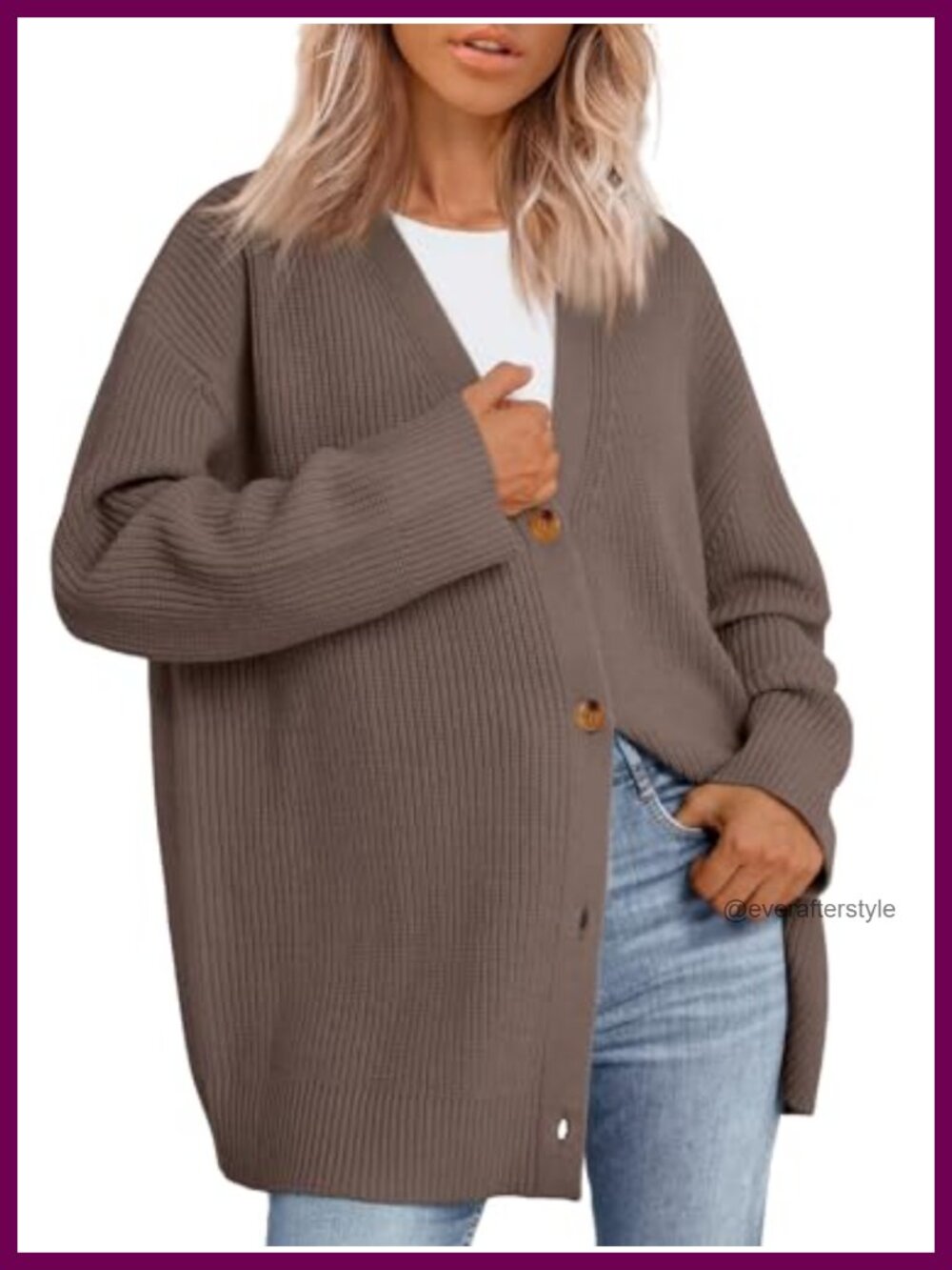 Womens Oversized Open Front Cardigan Chunky Knit V Neck Sweater